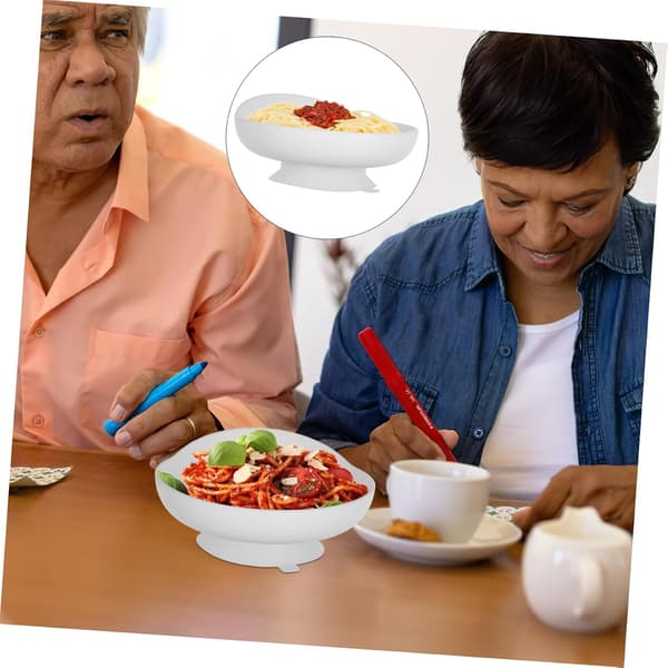 Spill-proof elderly plate with suction cup base, large bowl made of PP and silicone