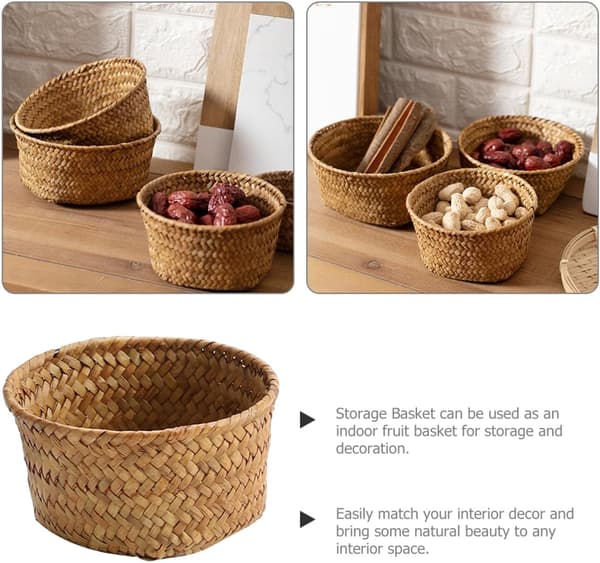 Comfortable Bread Basket Woven Basket Seaweed Material Multifunctional Fruit Holder