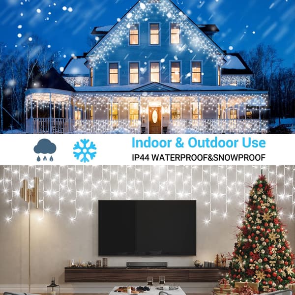 10M 400 LED Juletrelys, Vanntett IP44 med 8 Moduser - Kaldhvit
