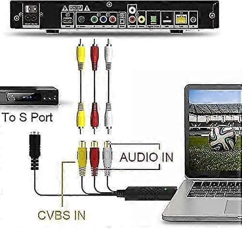 Video Grabber USB-opptakskort, konverter Hi8 VHS til digital DVD for Windows PC, Audio Video Digitizer Converter Adapter