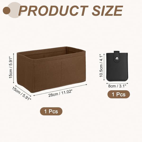 1 sæt medium filt pung organizer indsats m/kortpakke brun sort 28x15x15cm Beige+Green+Blue