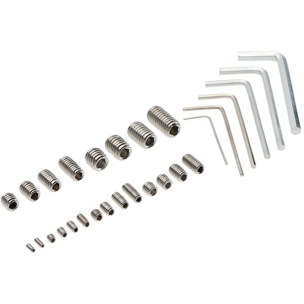 660-piece set in box 304 stainless steel hex socket set screws with flat point + 6-piece wrench set