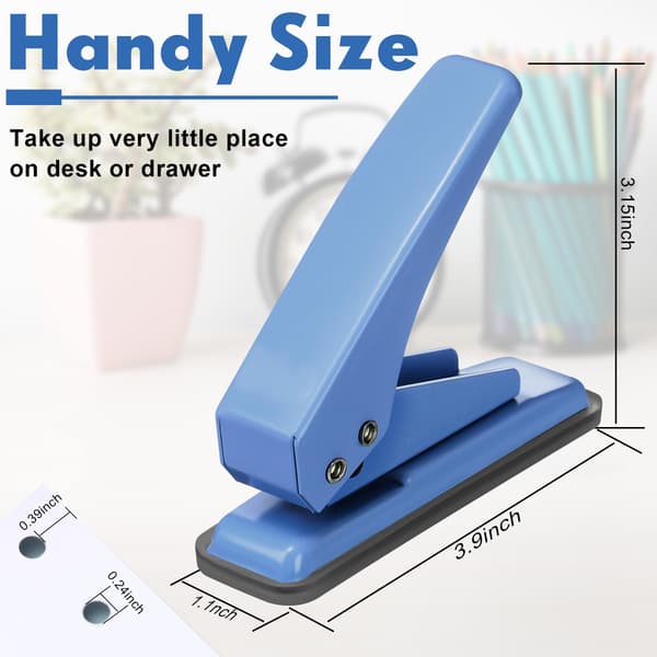 1 låsende hullstanse, 1-hulls stanse, 20 ark kapasitet, håndholdt hullstanse med sklisikker base for papir, indekskort, papp, a
