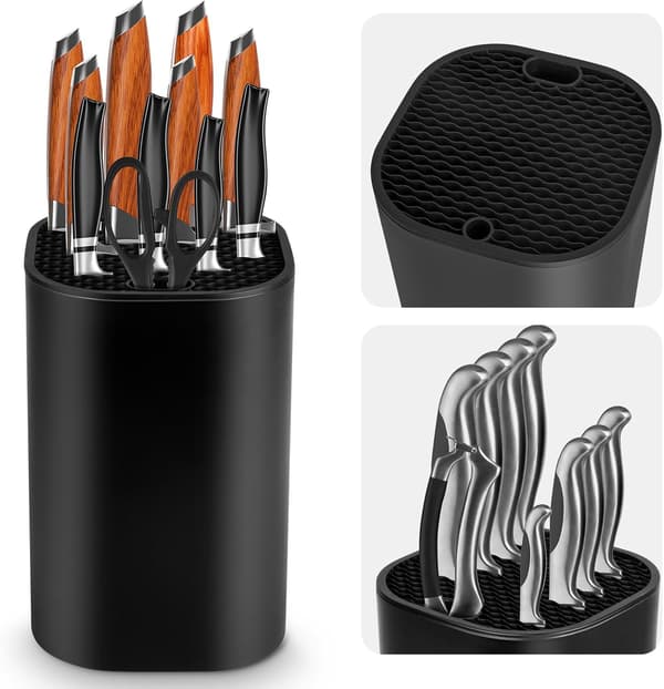 1 pc Knife Holder without Knives, Empty Kitchen Knife Block, Universal Black Knife Holder, Kitchen Knife Rack, Storage for Kitchen Knives