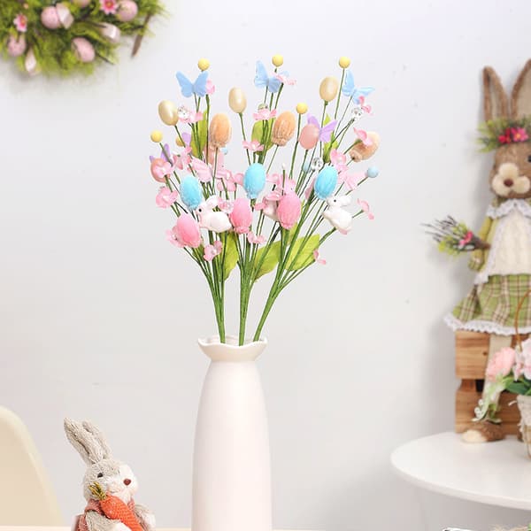 Påskehare eggdekorasjoner, kunstige stilker, DIY festbukett tilbehør En blomst A flower