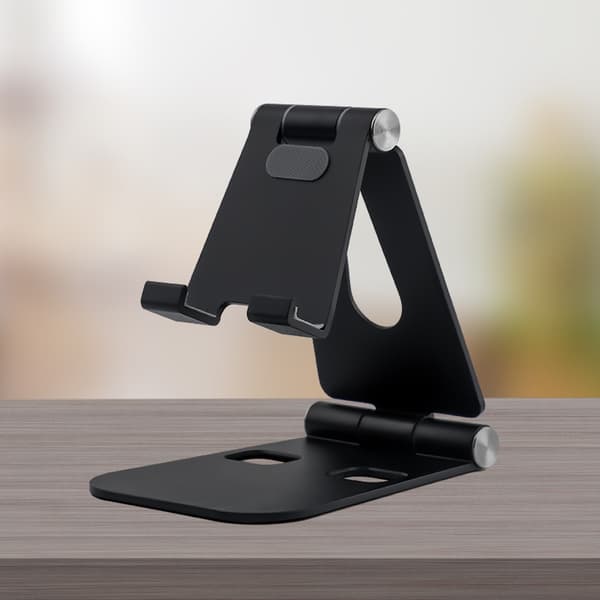 Foldbart Mobiltelefonstativ (Sort), Tabletholder, Kompatibelt Basisstativ til Mobiltelefoner, Ac