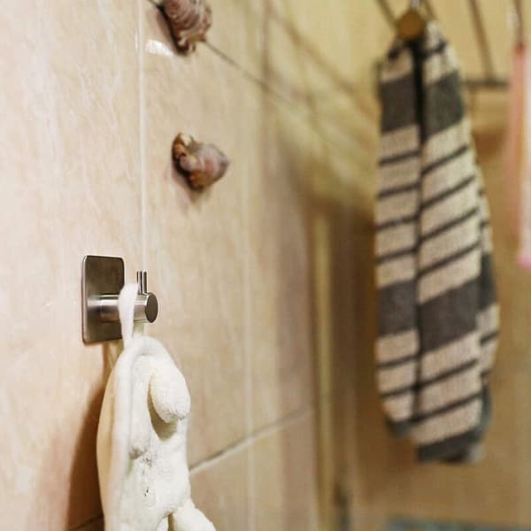 8 Pcs Self-Adhesive Stainless Steel Towel Hooks, Wall Hooks, Self-Adhesive Hooks, Self-Adhesive Hooks, Drilling for Toilet