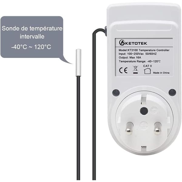 Digital thermostat temperature controller socket 230V 16A with sensor heating refrigerator thermostat controller for greenhouse reptile terrarium Hom