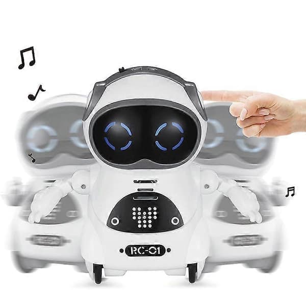 Mini RC Fickrobot för barn med interaktiv dialogkonversation, röstigenkänning, chattinspelning, sång och dans vit