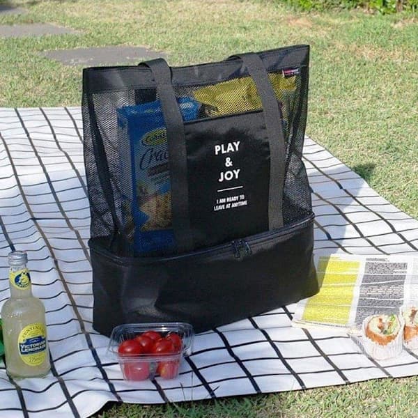 Strandväska / Picknick axelväska med dubbel ALU kylfolie.