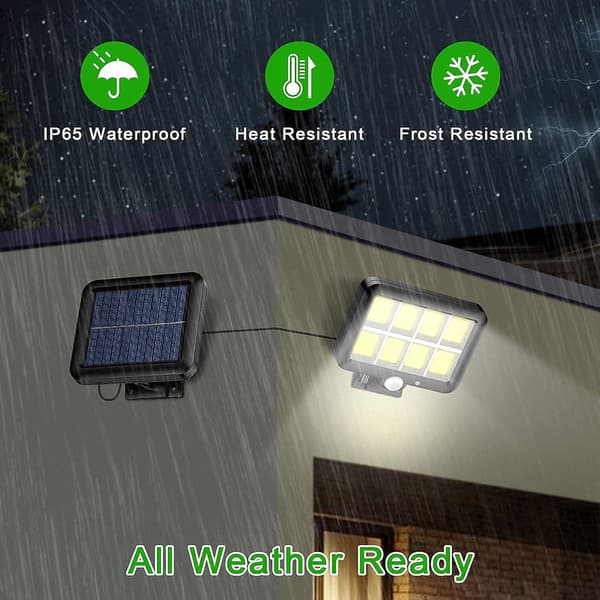 Solar Security Light, 160 LED Super Bright Waterproof Solar Motion Sensor, 3 Lighting Modes with 5m/16.4ft Cord for Outdoor Garden Wall Yard (2 Pack)