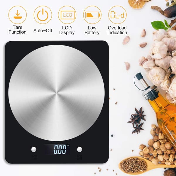 Digital Kitchen Scale, 11lb/5kg Electronic Cooking Scale with LCD Display Stainless Steel Platform Scale Baking & Cooking