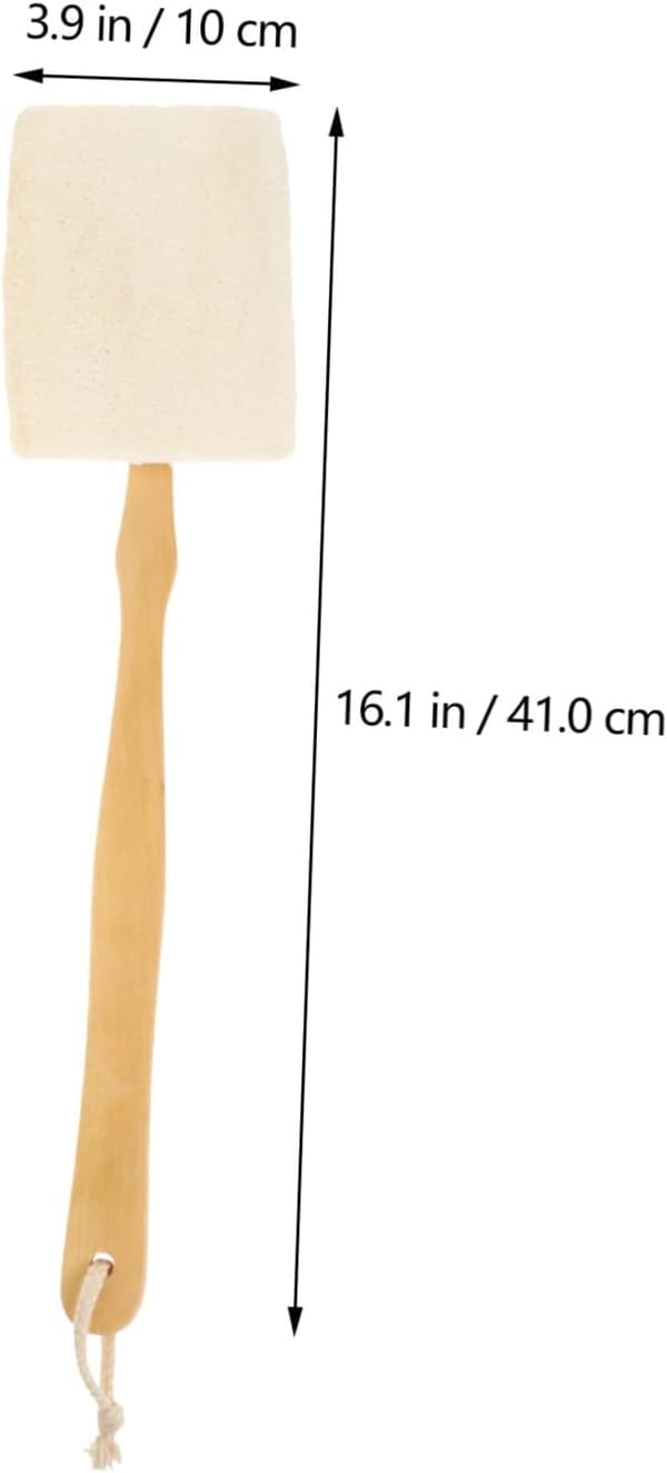 Long Handle Bath Brush for Exfoliation Natural Loofah Bath Tool Ergonomic Design for Back Scrubbing in the Shower