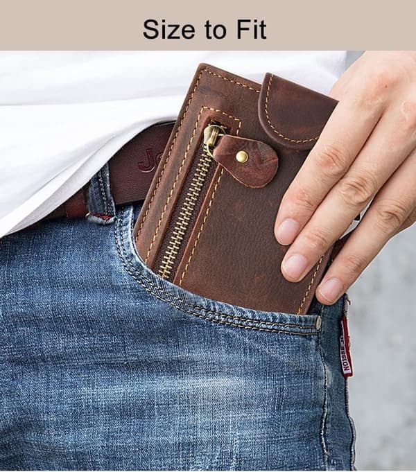 Genuine Leather Business Planner with 15 Compartments, Zippered Coin Pocket, and Snap Closure
