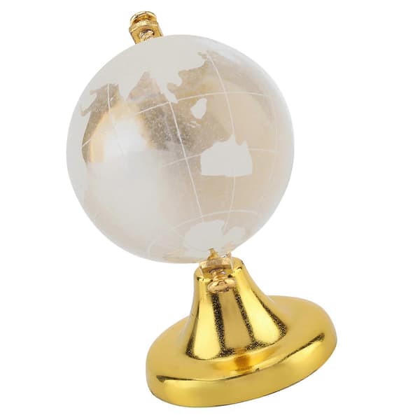 Round Globe World Map Crystal Glass Ball Home Office Decor Gift (Golden)