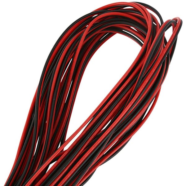 22 Gauge 15M Red Black Zip AWG Cable Power Ground Braided Copper Car