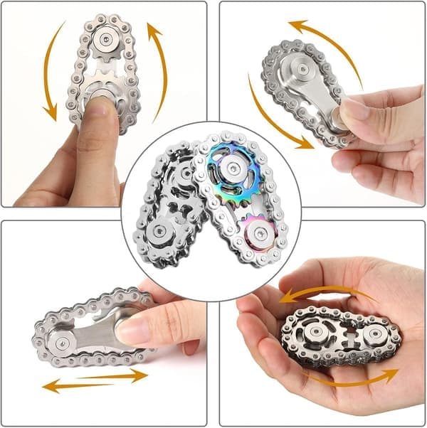 Fidget Spinner i metall – 2 stk sykkelkjede girleketøy, angstlindring ADHD sensorisk for voksne og tenåringer