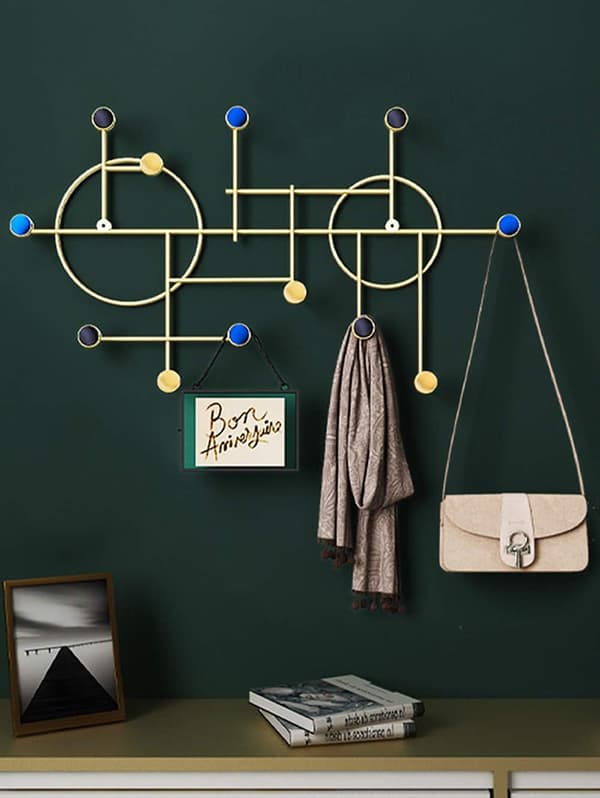 Creative Decorative Wall Mounted Coat Rack Round Art Iron Clothes Hanger Display Storage Multifunctional Hallway Wall Coat Rack