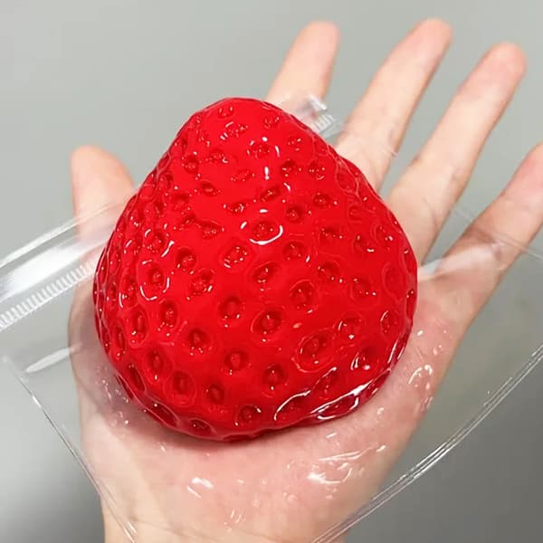 Strawberry Squishy Toy Solid Soft, Slow Rising Stress Relief with Snow Top, Mochi Texture for Anxiety