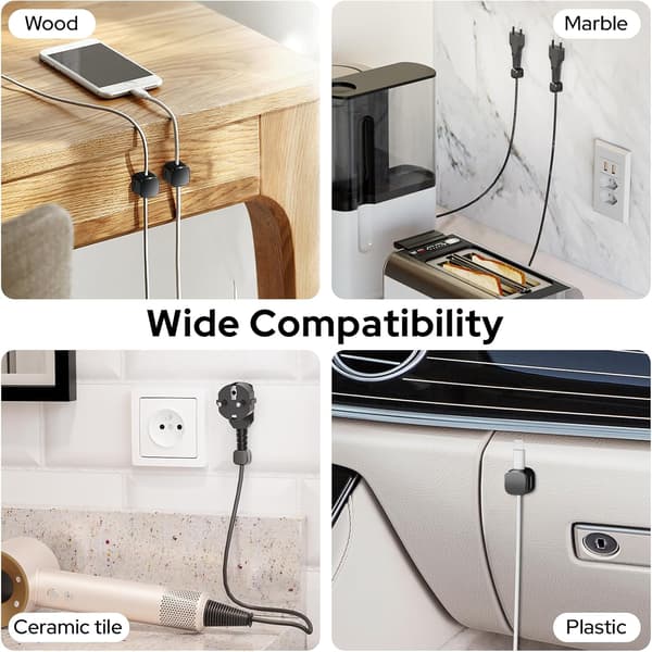 Cable Clips, 8 Pcs Magnetic Cable Organizer with Adhesive, Cable Management Clips, for USB Charging Cable