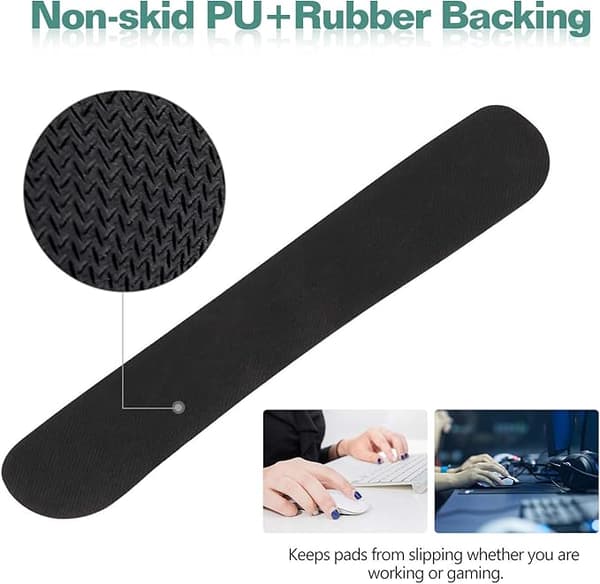 Håndledsstøtte til computermus, ergonomisk musemåtte med håndledsstøtte til smertelindring, memory foam-pude og glat Lycra-overtræk, skridsikker gummi