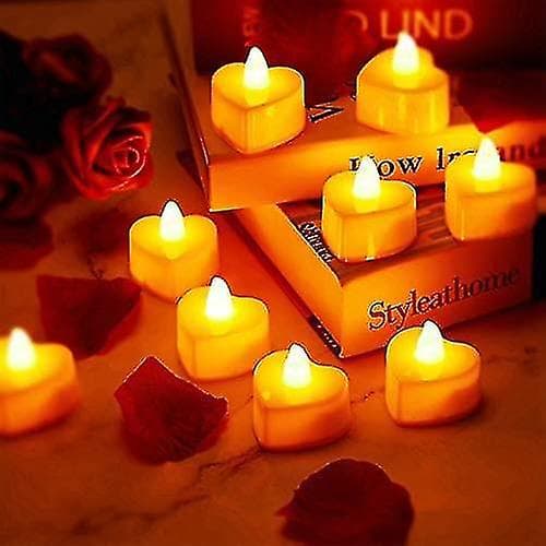 24 stk hjerteformede LED-telys, LED-lys til Valentinsdag bryllup (FMY)