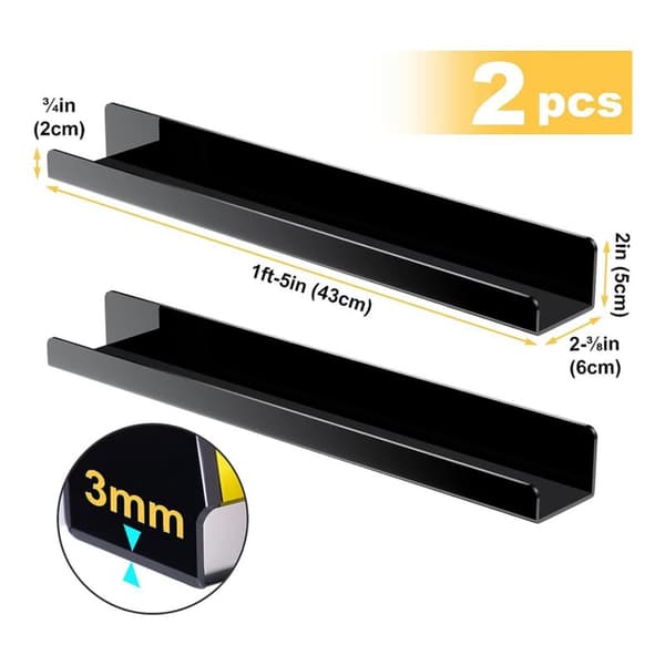 Wall-mounted storage shelf self-adhesive punch-free wall bedroom partition storage shelves shelf black