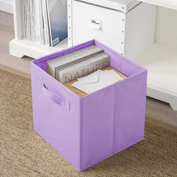 Fabric Storage Box, 2 Pcs Foldable Storage Cube, Cube Shape, Light Purple