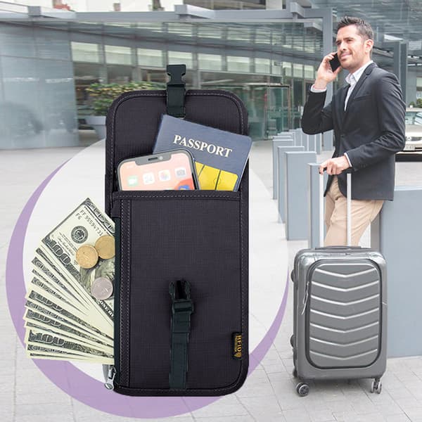 Reiseveske med RFID-beskyttelse, reiselommebok for pass rundt halsen