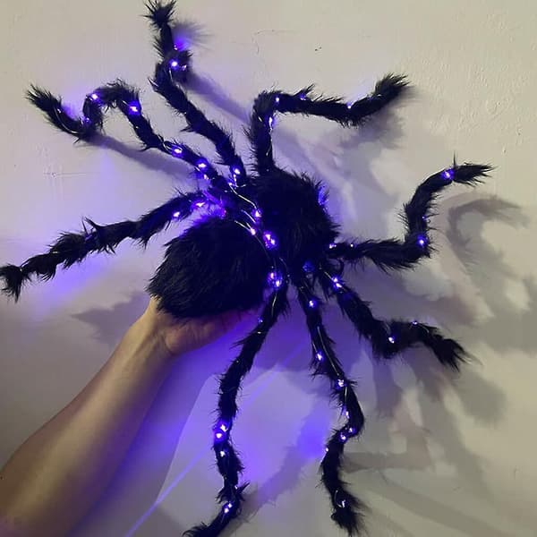 Lysende Edderkop Plys Dekoration - 150cm, Perfekt Halloween Fest Rekvisit