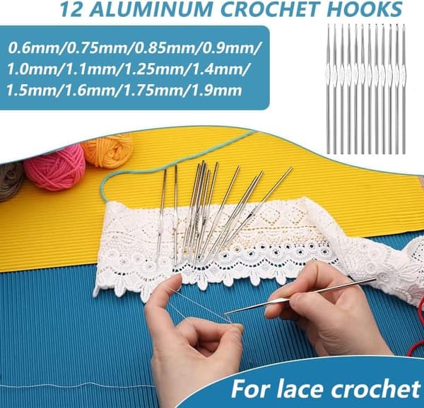58 pcs Crochet Hook Set Crochet Kit for Beginners Adults Knitting Kit Includes Ergonomic Metal Crochet Hooks 0.6mm to 6mm, Accessories Tools