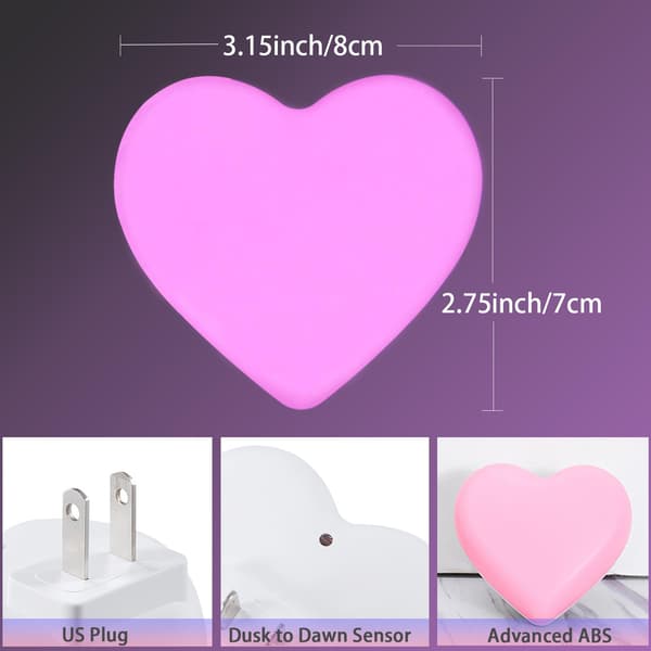 Automatic dimmable night light with dusk sensor, for nursery, bathroom, hallway, bedroom, in soft pink warm light 1-pack 1-pack 1-pack