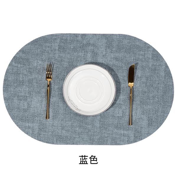 5-pack Faux Leather Placemats Oval Simple Fabric Leather Placemat
