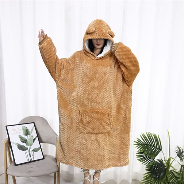 Varm og kold oversized hættetrøje tæppe brun