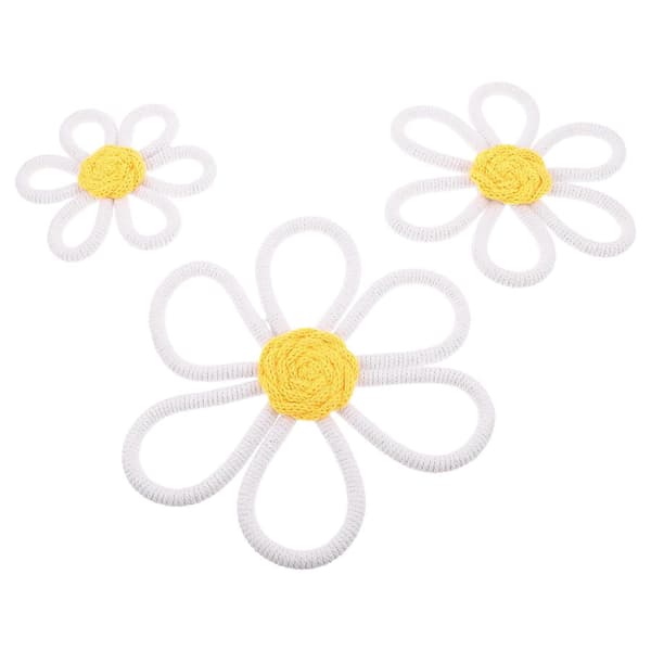 Boho Daisy Blomst Veggkunst Bomull Makrame Oppheng for Rom 3 stk Dekorativt Sett[DB]