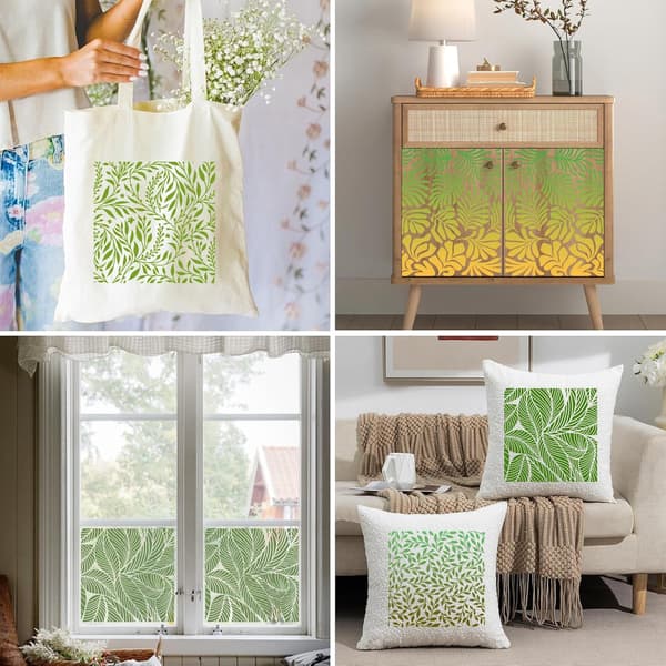 Large Stencils for Painting, Decorative Textured Leaf Drawing Template, Reusable Stencil Set in 30x30 cm