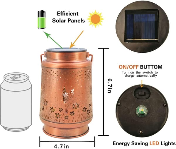 Kolibri solcellelykt, metall solcellelykt utendørs LED solcellelampe dekorativt lys hagedekorasjon perfekte gaver til kvinner mor