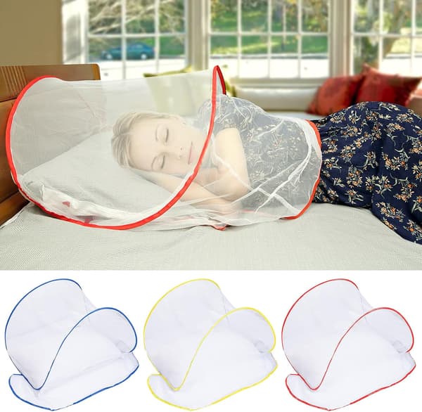 Mosquito Net, Foldable Mini Mosquito Net for Head, Ultralight Pop-Up Mosquito Net for Bedding Camping Travel Patio Blue Blue