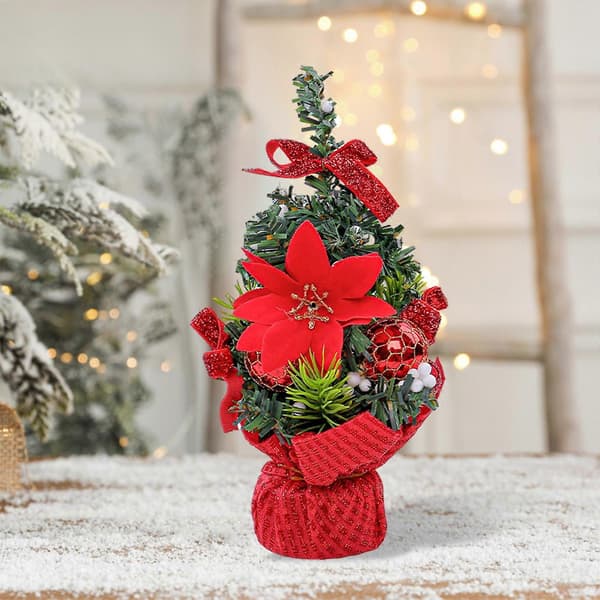 Julepynt Rødt Juletre 20CM Minipakke Skrivebordsdekorasjoner Gaver Små Dekorasjoner Julekule Julepynt