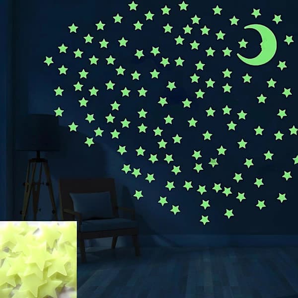 50-pack - Starry Sky - Luminous Wall Decals Stars Yellow