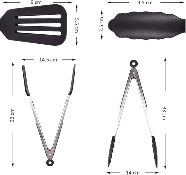 Køkkentang med hvilefunktion, 12 tommer spateltang, non-stick basistang i rustfrit stål, velegnet til bagning