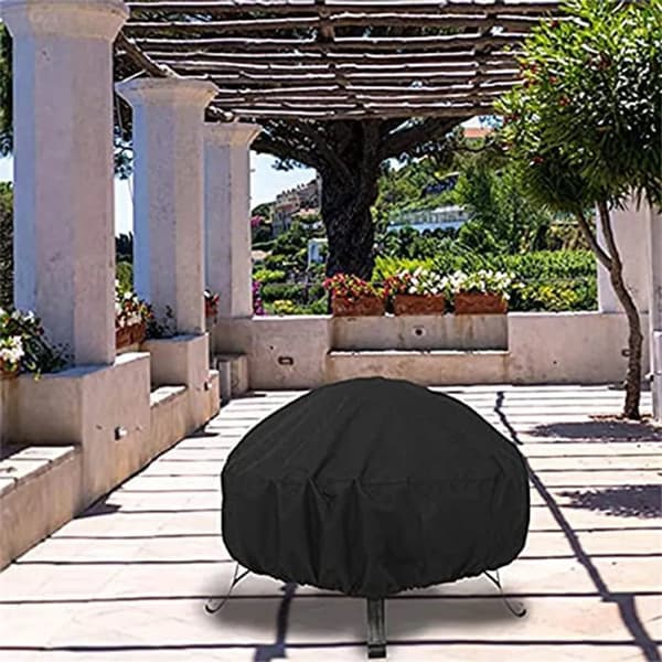 Round Grill Covers, Tear-Resistant Polyester Fabric Waterproof BBQ Cover, UV Protection with Adjustable Cord, (102*46cm)