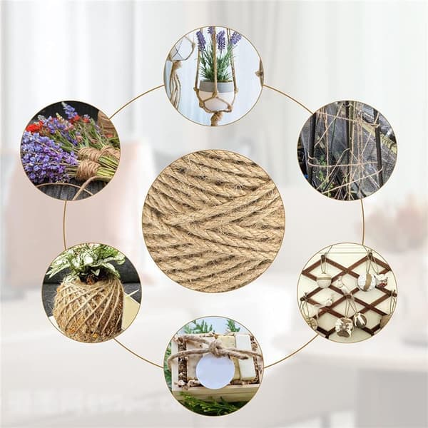 Jute Twine 4mm, 50 Meter Hemp Rope, Garden String for DIY, Gardening, Packaging
