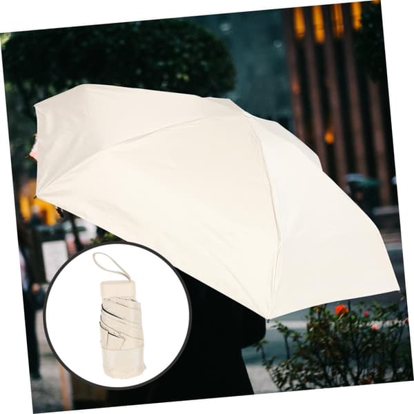 Mini Parasol Solparaply UV-beskyttelse Kompakt Lomme Paraply til Strandrejser Vindtæt til Sol og Regn