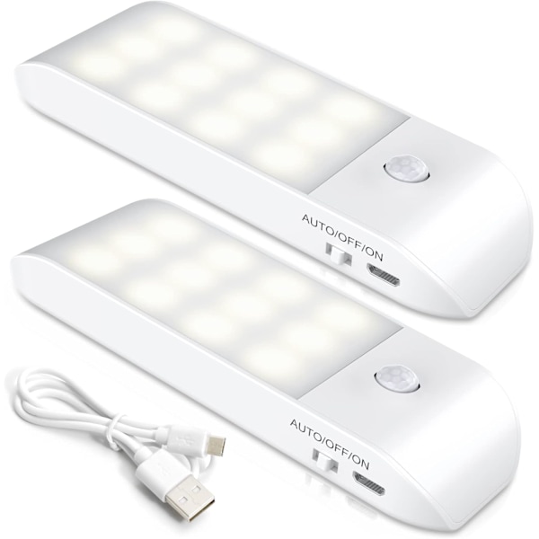 Rechargeable LED Night Light, [2-Pack] Automatic Motion Sensor LED Lamp, Portable Magnetic Wall Light