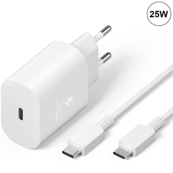 25W Vit Type-C Lader + Type-C Kabel for Samsung Galaxy A25 A15 A05 A05s A35 A55