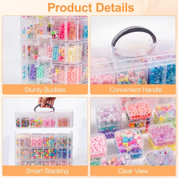 DILIBRA Perle Organizer Box, 2-lags stabelbare 56 stk. Håndværksopbevaringskasser 2-Tire 56 Pcs