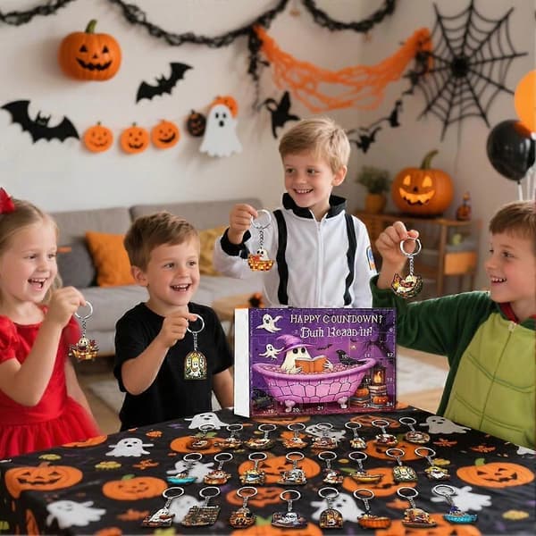 Halloweenpynt Nedtællingskalender Tæl ned til Halloween 24-vedhæng Kalender 2D Akrylpynt Souvenir C[DB] C C
