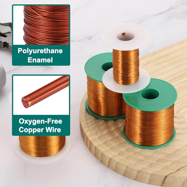 24 AWG Magnettråd, Emajlerad Koppar 1 Lb Magnetisk Spoltråd för Transformator, Motor, El, 180C(356F), Brun Brun Silver