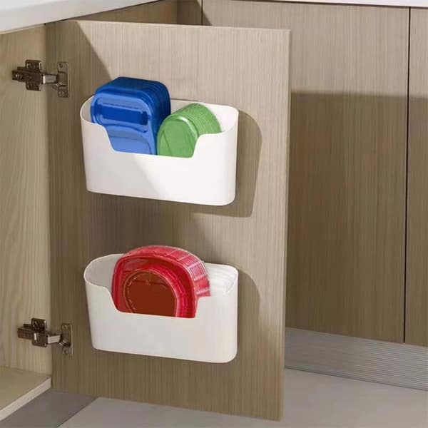 Self-adhesive wall-mounted storage box - Set of 2 - ABS plastic - Max load 2 kg - For kitchen, bathroom, refrigerator